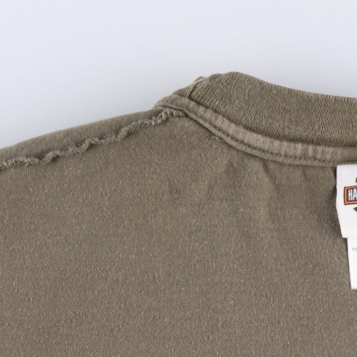 2000'S Harley-Davidson Eagle Pattern Sleeveless Motorcycle T-Shirt, Made in USA, Men's Size XL (approx.) cotton Khaki type Vintage Second Hand