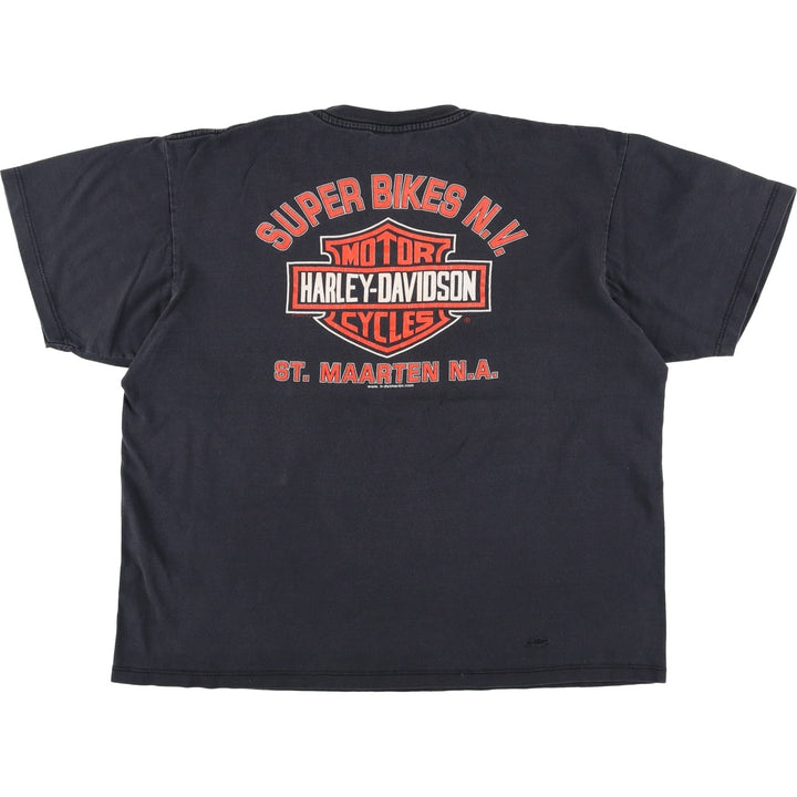 2000'S Harley-Davidson Wolf Pattern Motorcycle T-Shirt, Men's Size XL (approx.) cotton black type Vintage Second Hand