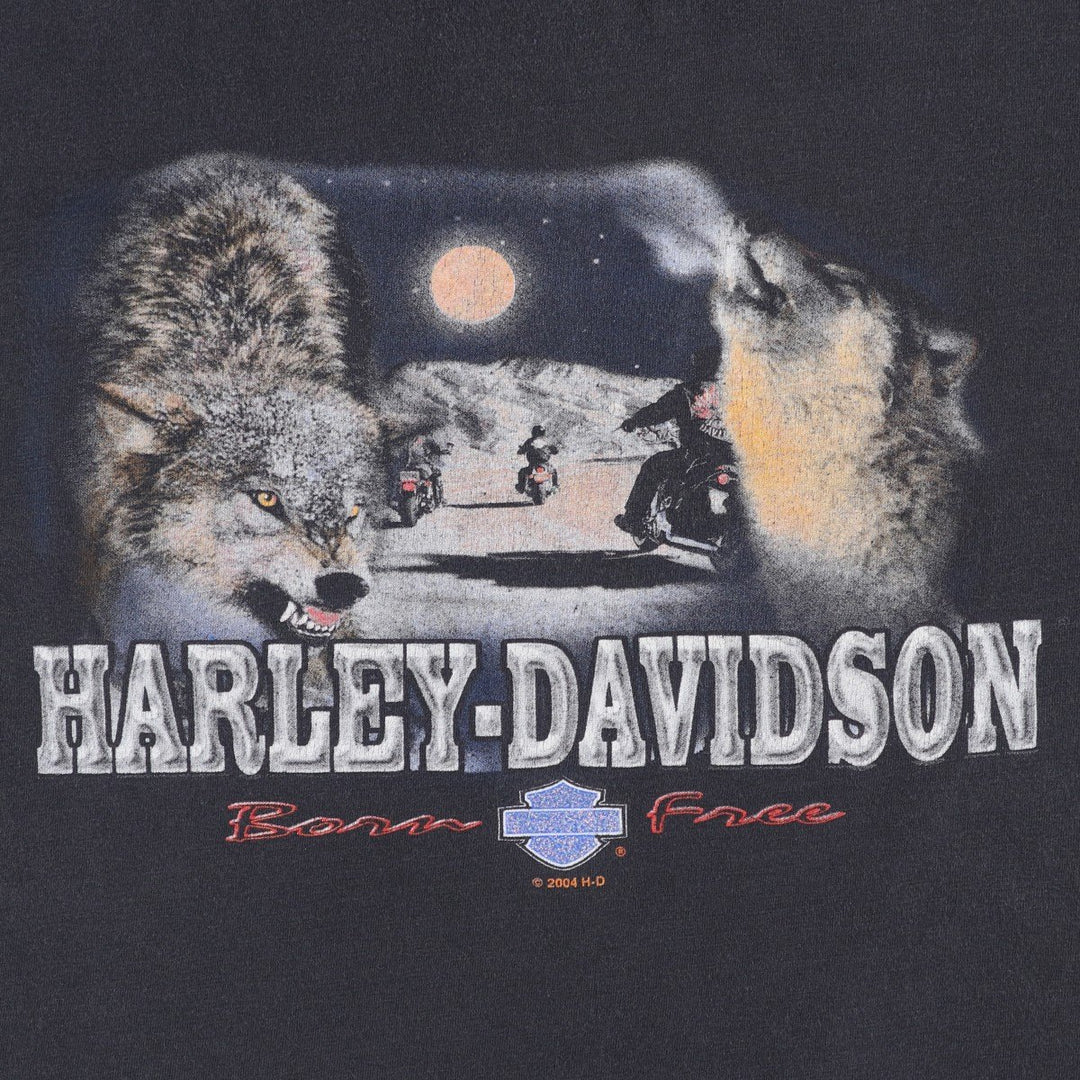 2000'S Harley-Davidson Wolf Pattern Motorcycle T-Shirt, Men's Size XL (approx.) cotton black type Vintage Second Hand