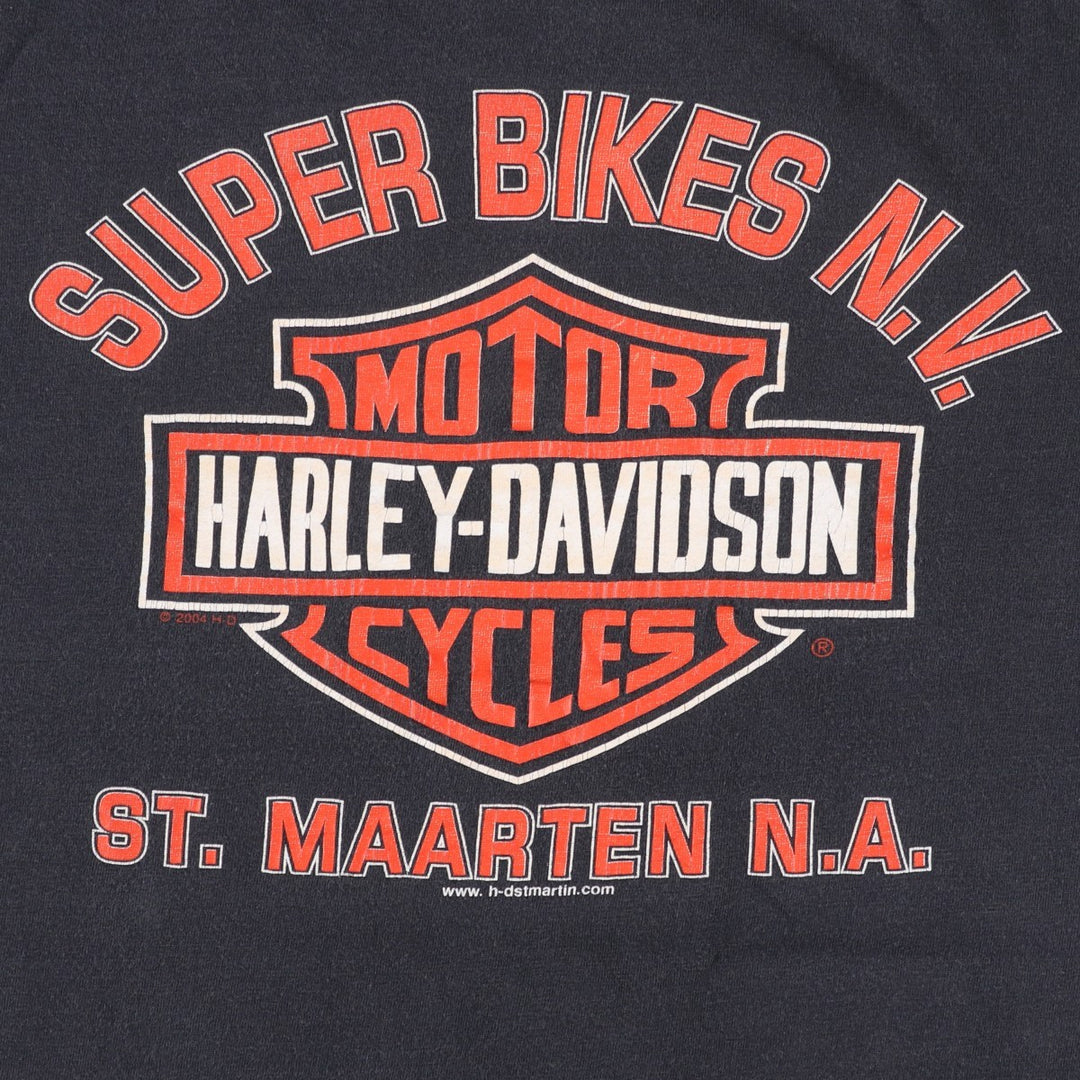 2000'S Harley-Davidson Wolf Pattern Motorcycle T-Shirt, Men's Size XL (approx.) cotton black type Vintage Second Hand