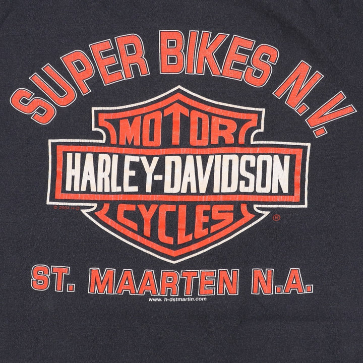2000'S Harley-Davidson Wolf Pattern Motorcycle T-Shirt, Men's Size XL (approx.) cotton black type Vintage Second Hand