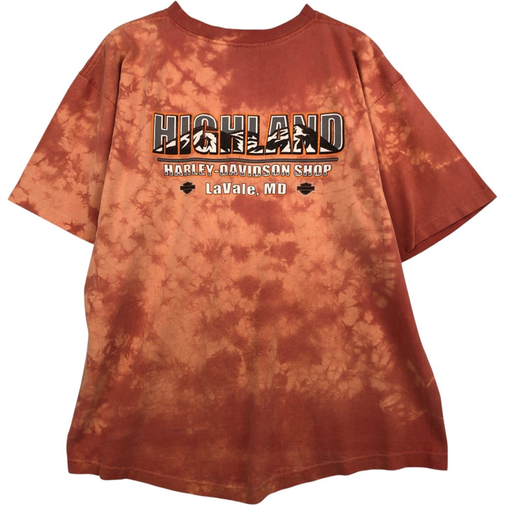 Harley-Davidson Tie-Dye Pattern Motorcycle T-Shirt, Made in USA, Men's Size XL (approx.) cotton orange type Vintage Second Hand