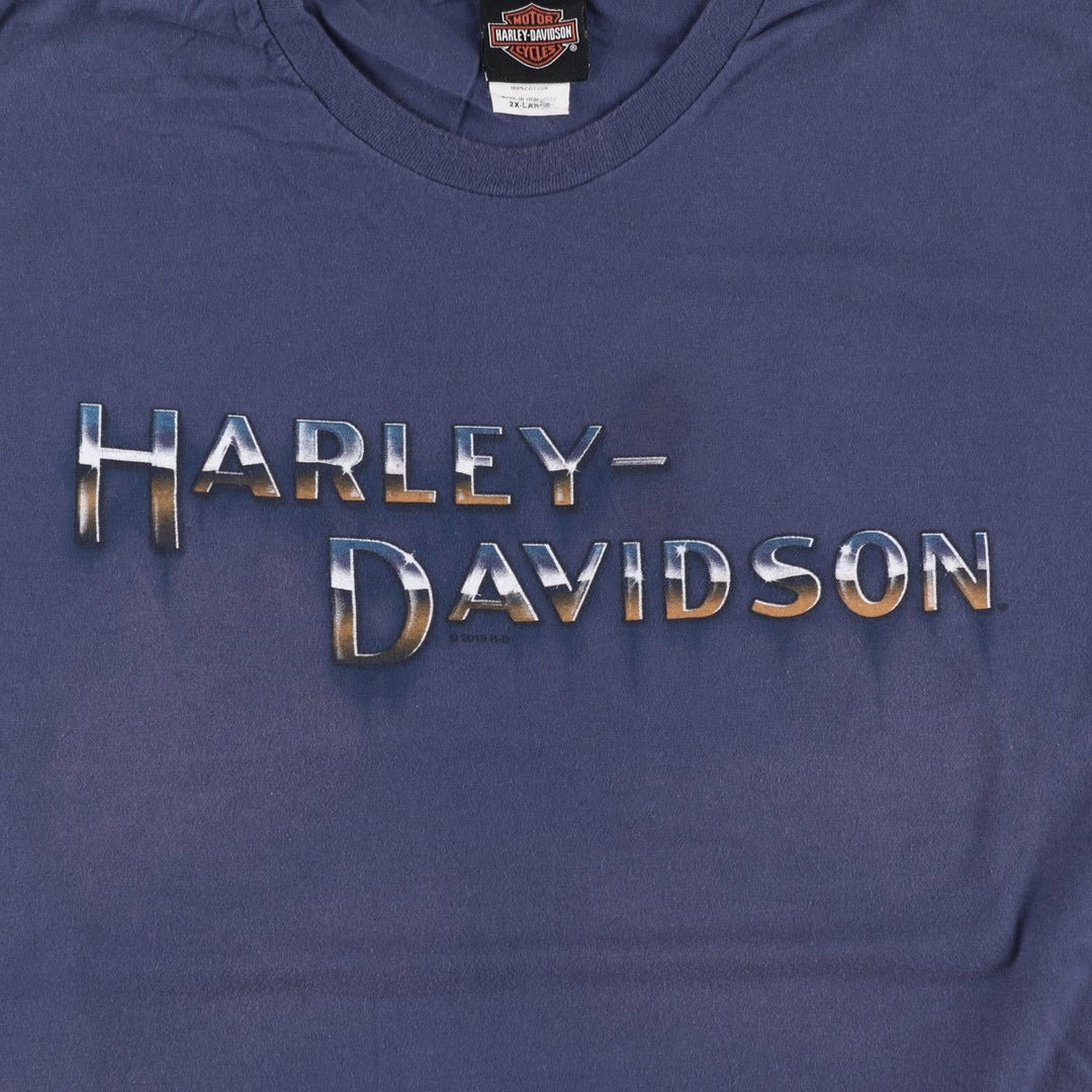 Harley-Davidson Motorcycle Bike T-shirt, Men's XXL cotton Navy blue Vintage Second Hand