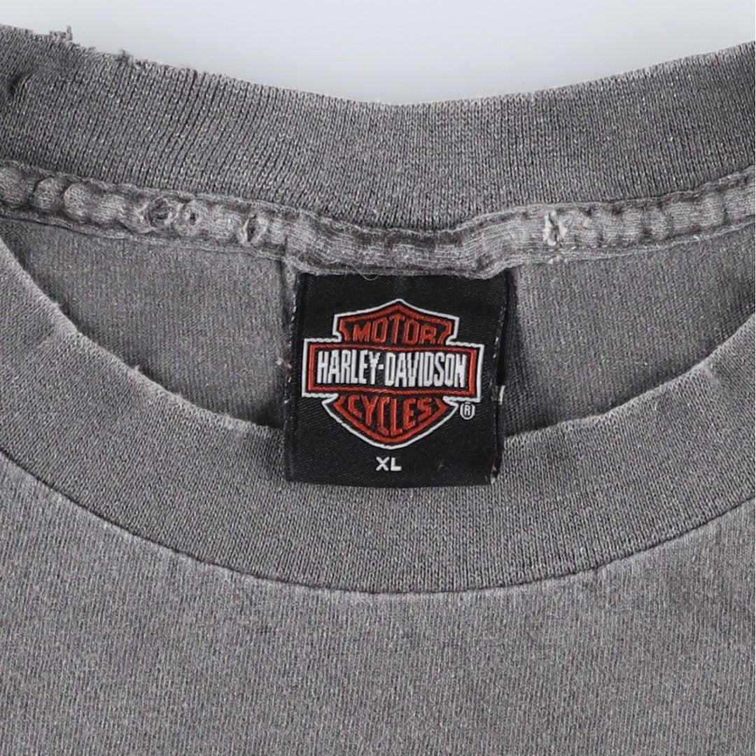 00'S Harley-Davidson Motorcycle Bike T-shirt Men's XL size unclear gray type Vintage Second Hand