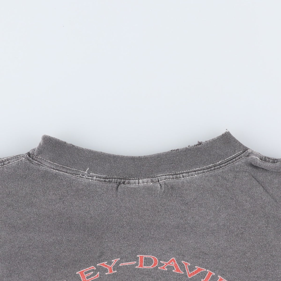 00'S Harley-Davidson Motorcycle Bike T-shirt Men's XL size unclear gray type Vintage Second Hand