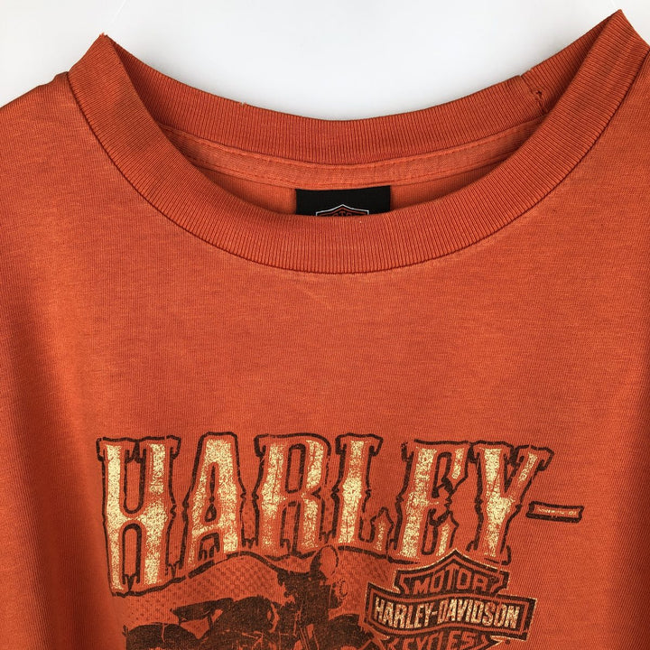 Harley-Davidson Motorcycle Bike T-shirt, Men's XL size cotton orange type Vintage Second Hand