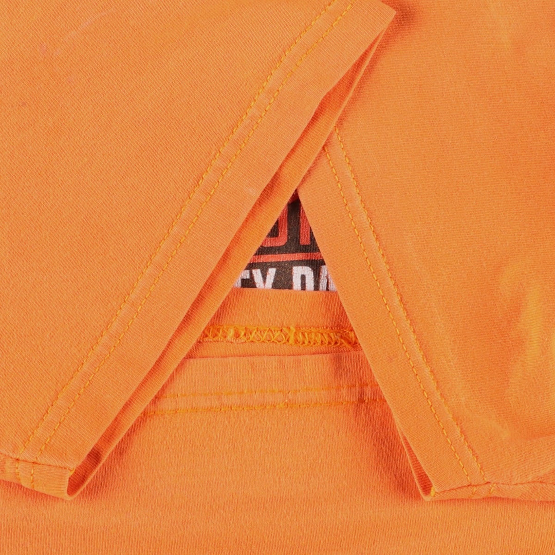 00'S Harley-Davidson Motorcycle Bike T-shirt Made in USA Men's L size cotton orange type Vintage Second Hand