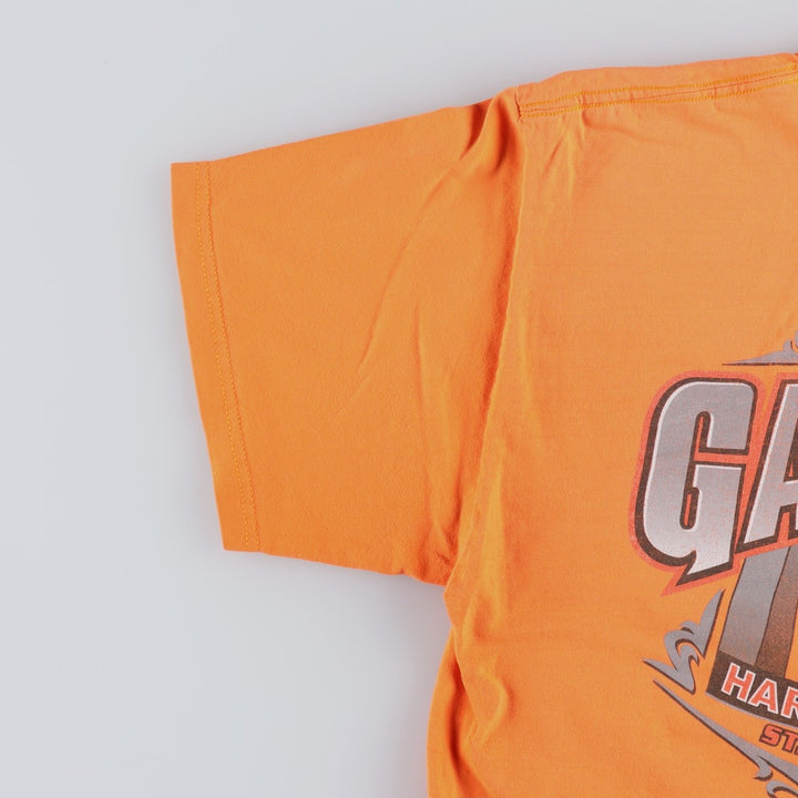 00'S Harley-Davidson Motorcycle Bike T-shirt Made in USA Men's L size cotton orange type Vintage Second Hand