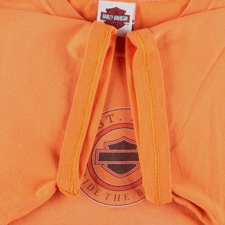 00'S Harley-Davidson Motorcycle Bike T-shirt Made in USA Men's L size cotton orange type Vintage Second Hand