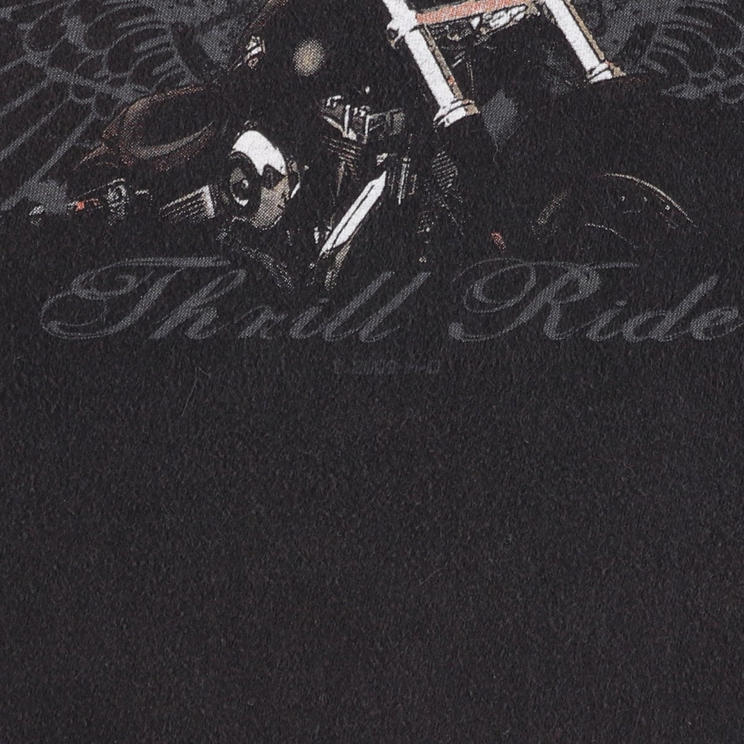 00'S Harley-Davidson Eagle Pattern Motorcycle Bike T-shirt Made in USA Men's L size cotton black type Vintage Second Hand