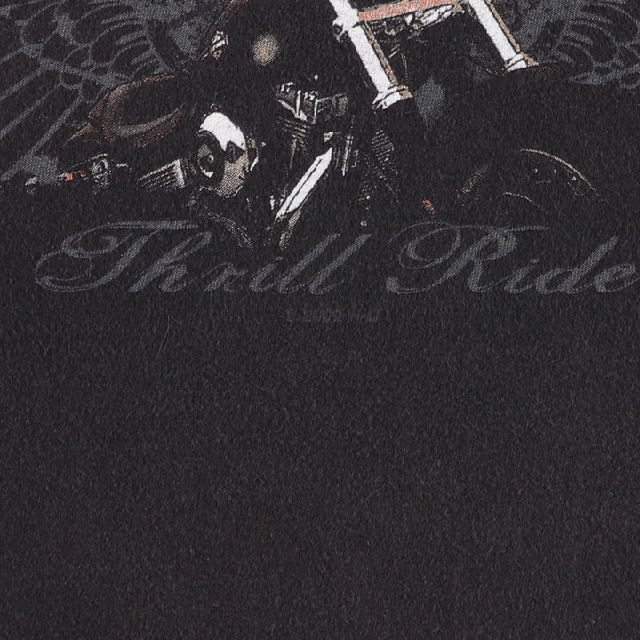 00'S Harley-Davidson Eagle Pattern Motorcycle Bike T-shirt Made in USA Men's L size cotton black type Vintage Second Hand