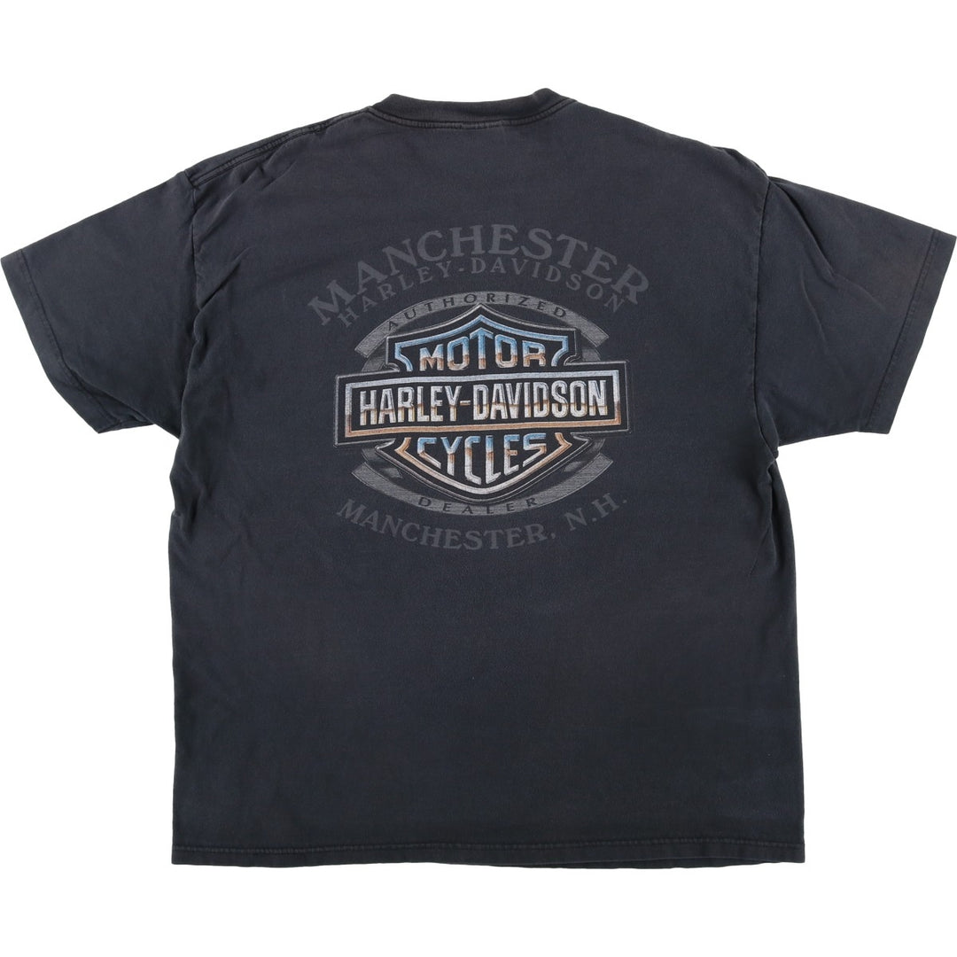 Harley-Davidson Wolf Pattern Motorcycle T-Shirt, Made in USA, Men's Size XL (approx.) cotton black type Vintage Second Hand