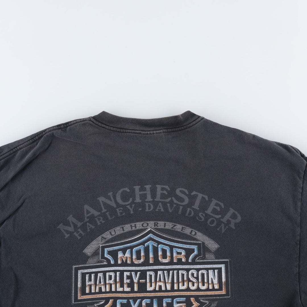 Harley-Davidson Wolf Pattern Motorcycle T-Shirt, Made in USA, Men's Size XL (approx.) cotton black type Vintage Second Hand