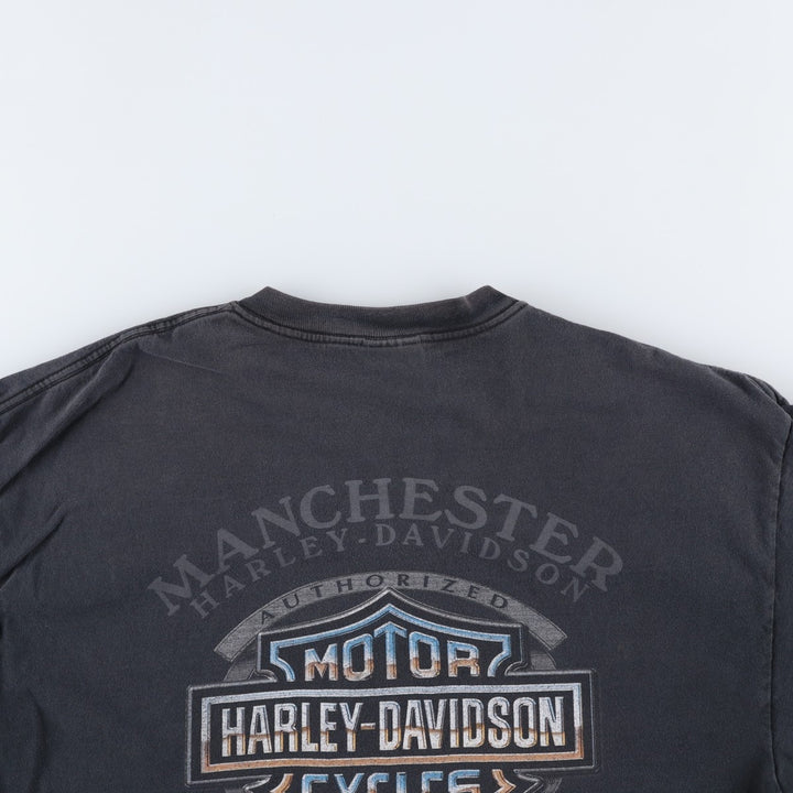 Harley-Davidson Wolf Pattern Motorcycle T-Shirt, Made in USA, Men's Size XL (approx.) cotton black type Vintage Second Hand