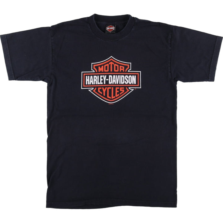 00'S Harley-Davidson Motorcycle Bike T-shirt Men's L size unclear black type Vintage Second Hand