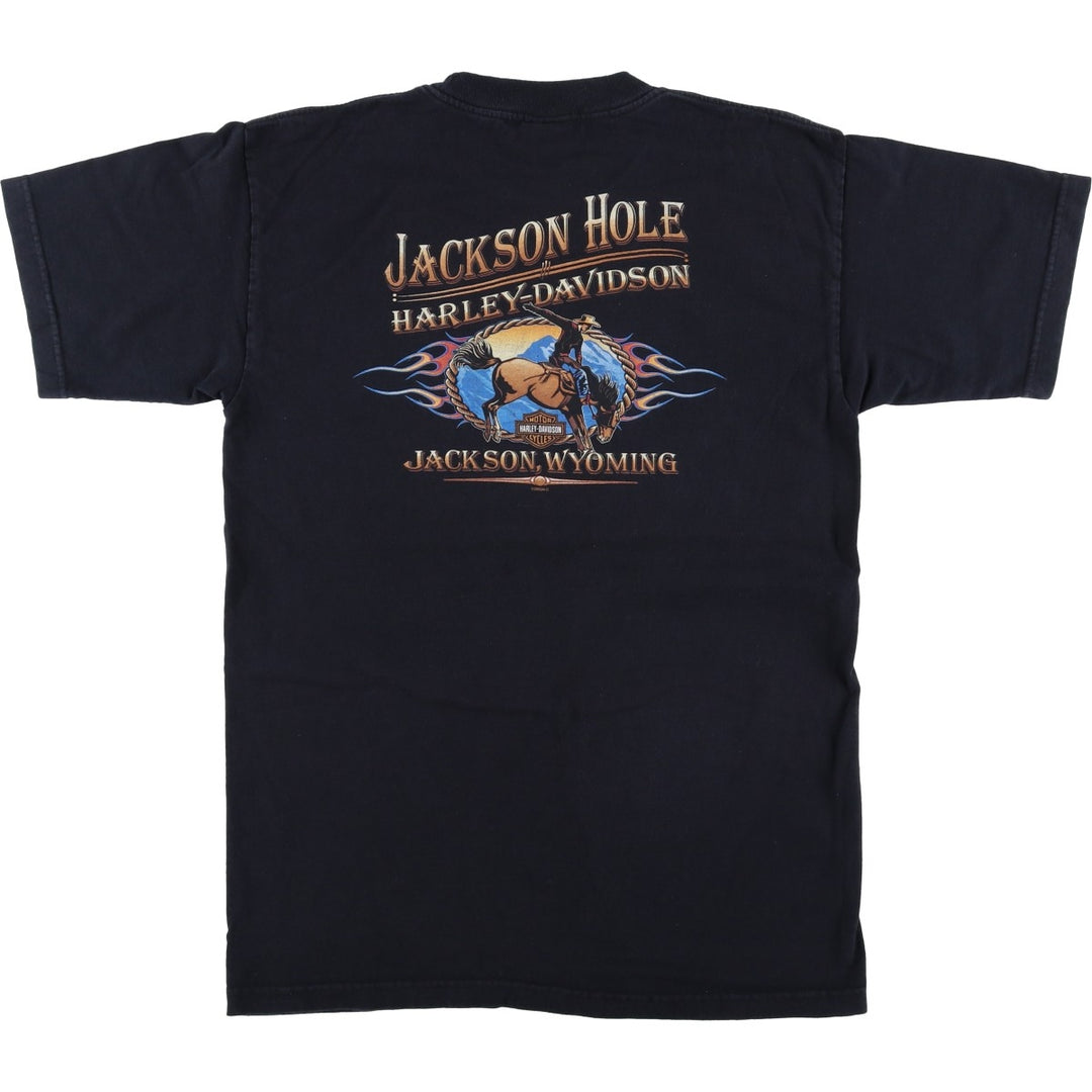 00'S Harley-Davidson Motorcycle Bike T-shirt Men's L size unclear black type Vintage Second Hand