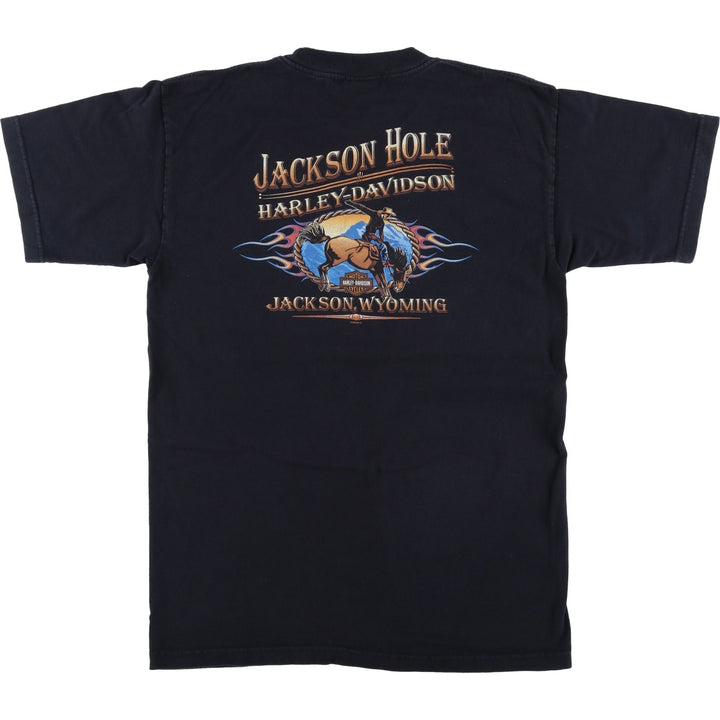 00'S Harley-Davidson Motorcycle Bike T-shirt Men's L size unclear black type Vintage Second Hand