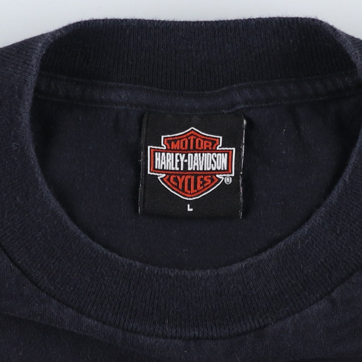 00'S Harley-Davidson Motorcycle Bike T-shirt Men's L size unclear black type Vintage Second Hand