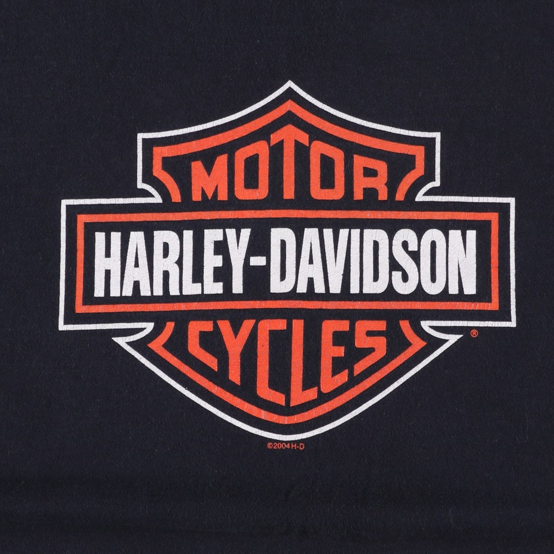 00'S Harley-Davidson Motorcycle Bike T-shirt Men's L size unclear black type Vintage Second Hand