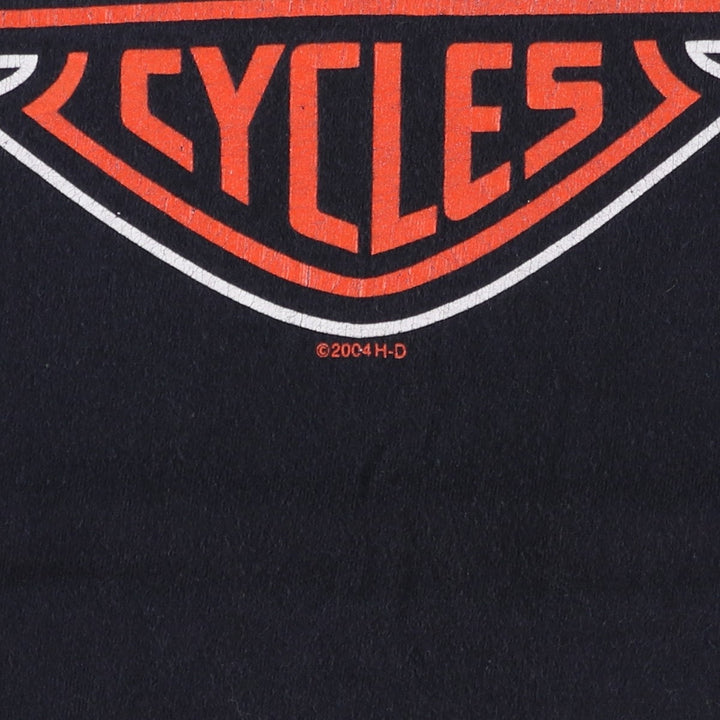 00'S Harley-Davidson Motorcycle Bike T-shirt Men's L size unclear black type Vintage Second Hand