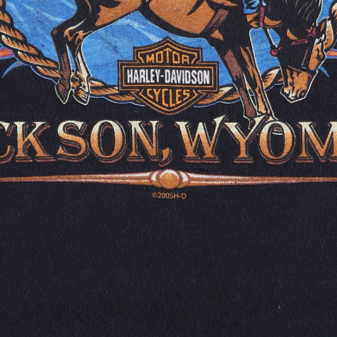 00'S Harley-Davidson Motorcycle Bike T-shirt Men's L size unclear black type Vintage Second Hand
