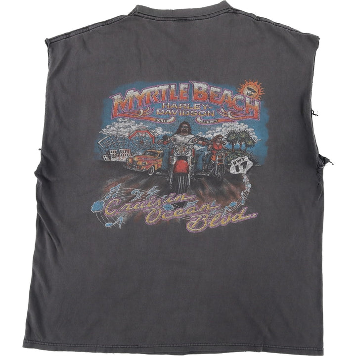 Harley-Davidson Cut-Off Motorcycle Bike T-Shirt, Men's Size L (approx.) unclear Charcoal Vintage Second Hand