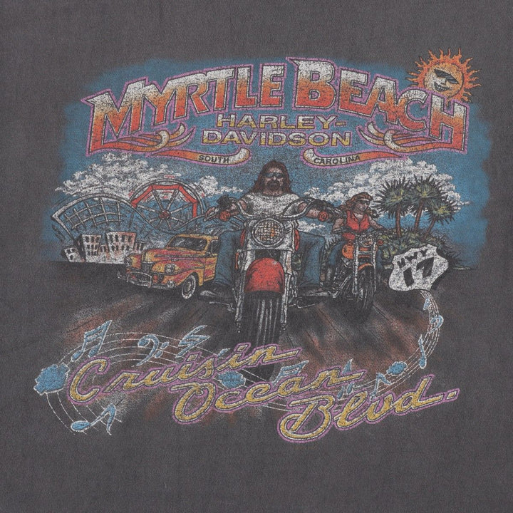 Harley-Davidson Cut-Off Motorcycle Bike T-Shirt, Men's Size L (approx.) unclear Charcoal Vintage Second Hand