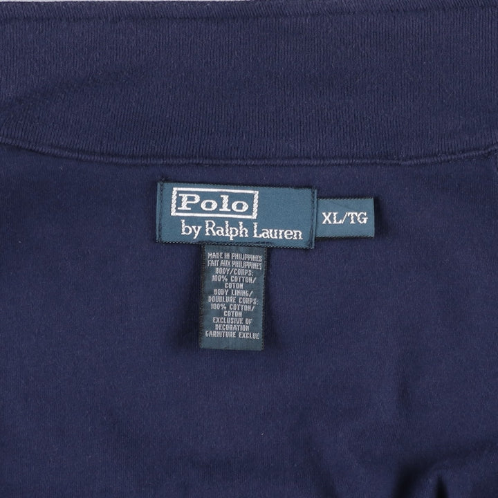 Ralph Lauren POLO RALPH LAUREN Harrington jacket type sweatshirt jacket, men's size XL equivalent. cotton navy blue type Vintage Second Hand