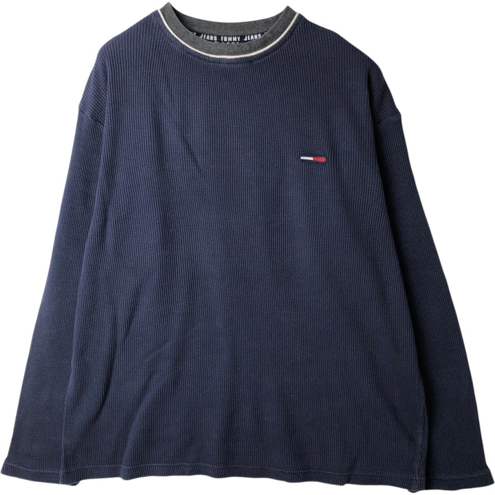 Tommy Hilfiger JEANS Thermal Long T-Shirt, Men's Size L (approx.) cotton navy blue type Vintage Second Hand