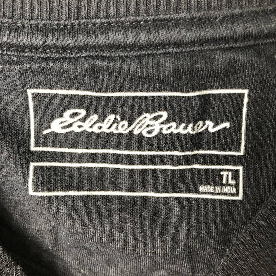 Eddie Bauer Animal Pattern Bear Pattern Thermal Long-Sleeve T-Shirt, Waffle Knit, Men's Size L (approx.) cotton black type Vintage Second Hand