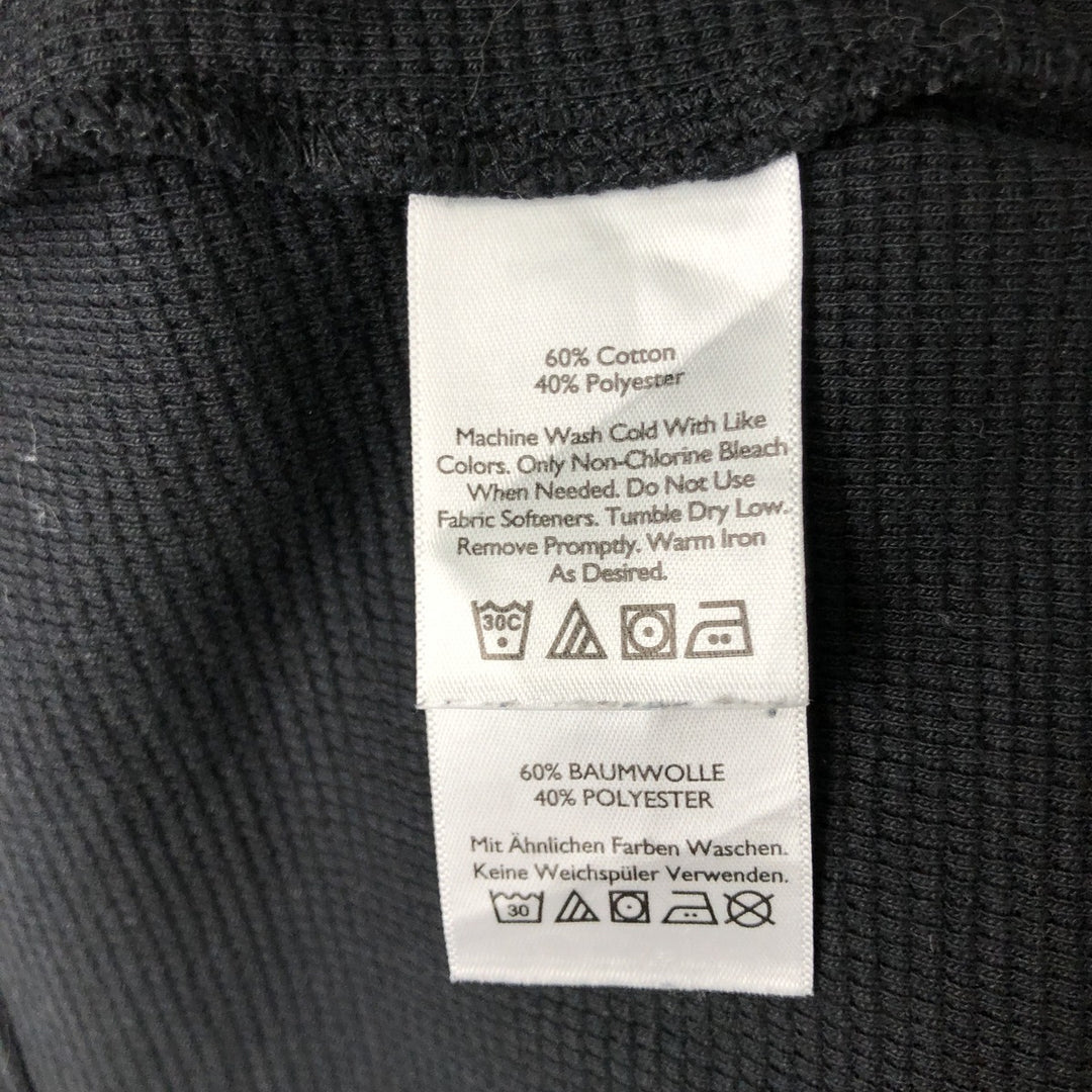Eddie Bauer Animal Pattern Bear Pattern Thermal Long-Sleeve T-Shirt, Waffle Knit, Men's Size L (approx.) cotton black type Vintage Second Hand