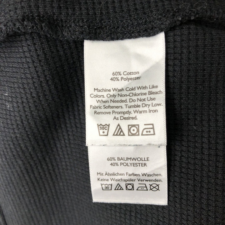 Eddie Bauer Animal Pattern Bear Pattern Thermal Long-Sleeve T-Shirt, Waffle Knit, Men's Size L (approx.) cotton black type Vintage Second Hand