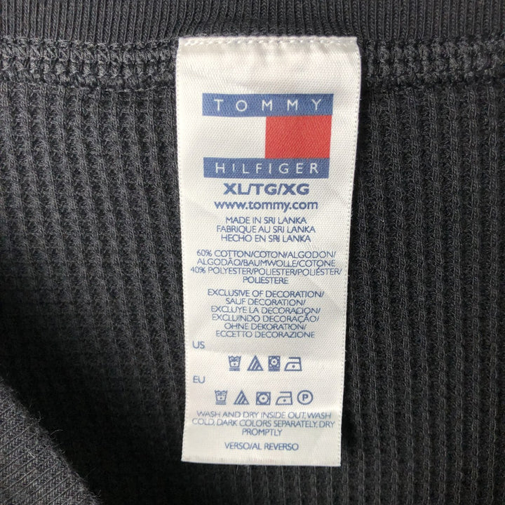 Tommy Hilfiger Thermal Long-Sleeve T-Shirt, Men's Size XL (approx.) cotton black type Vintage Second Hand