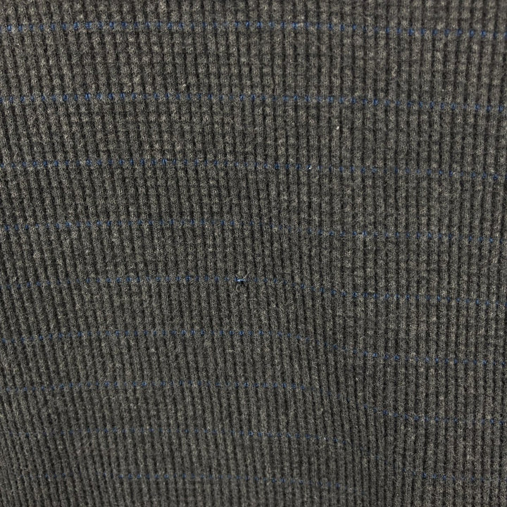 Tommy Hilfiger Border Pattern Thermal Long-Sleeve T-Shirt (Waffle Knit) - Men's XL (approx.) cotton gray type Vintage Second Hand