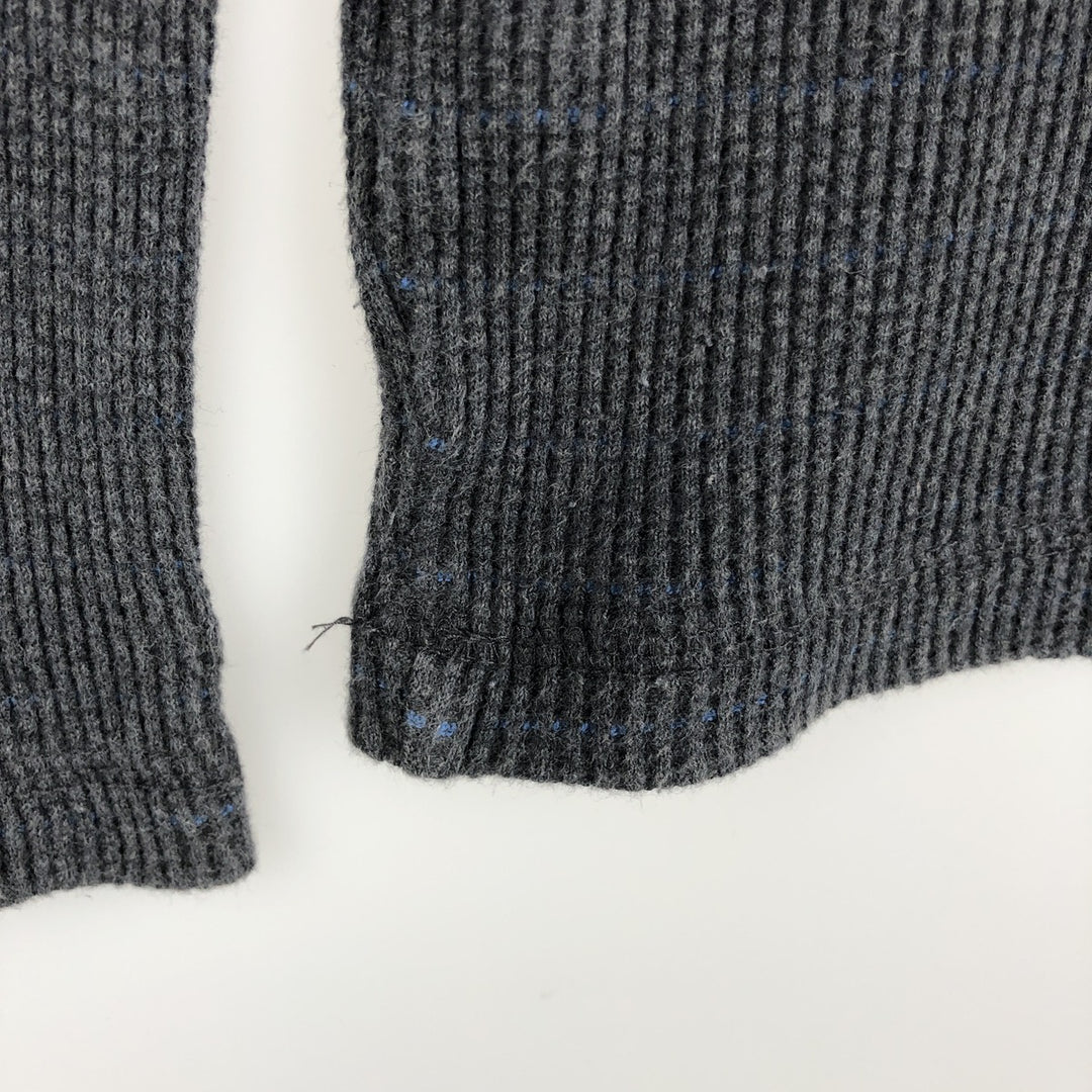 Tommy Hilfiger Border Pattern Thermal Long-Sleeve T-Shirt (Waffle Knit) - Men's XL (approx.) cotton gray type Vintage Second Hand