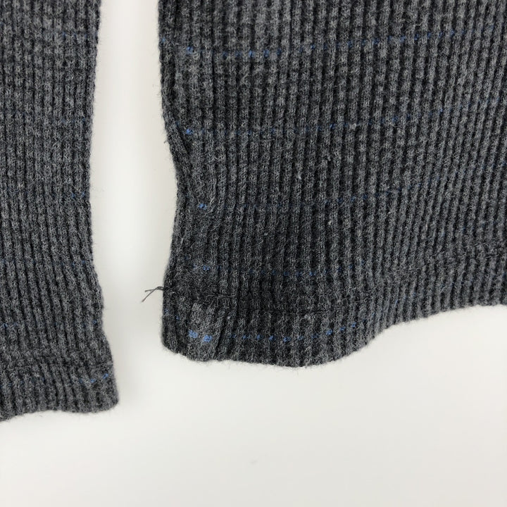 Tommy Hilfiger Border Pattern Thermal Long-Sleeve T-Shirt (Waffle Knit) - Men's XL (approx.) cotton gray type Vintage Second Hand