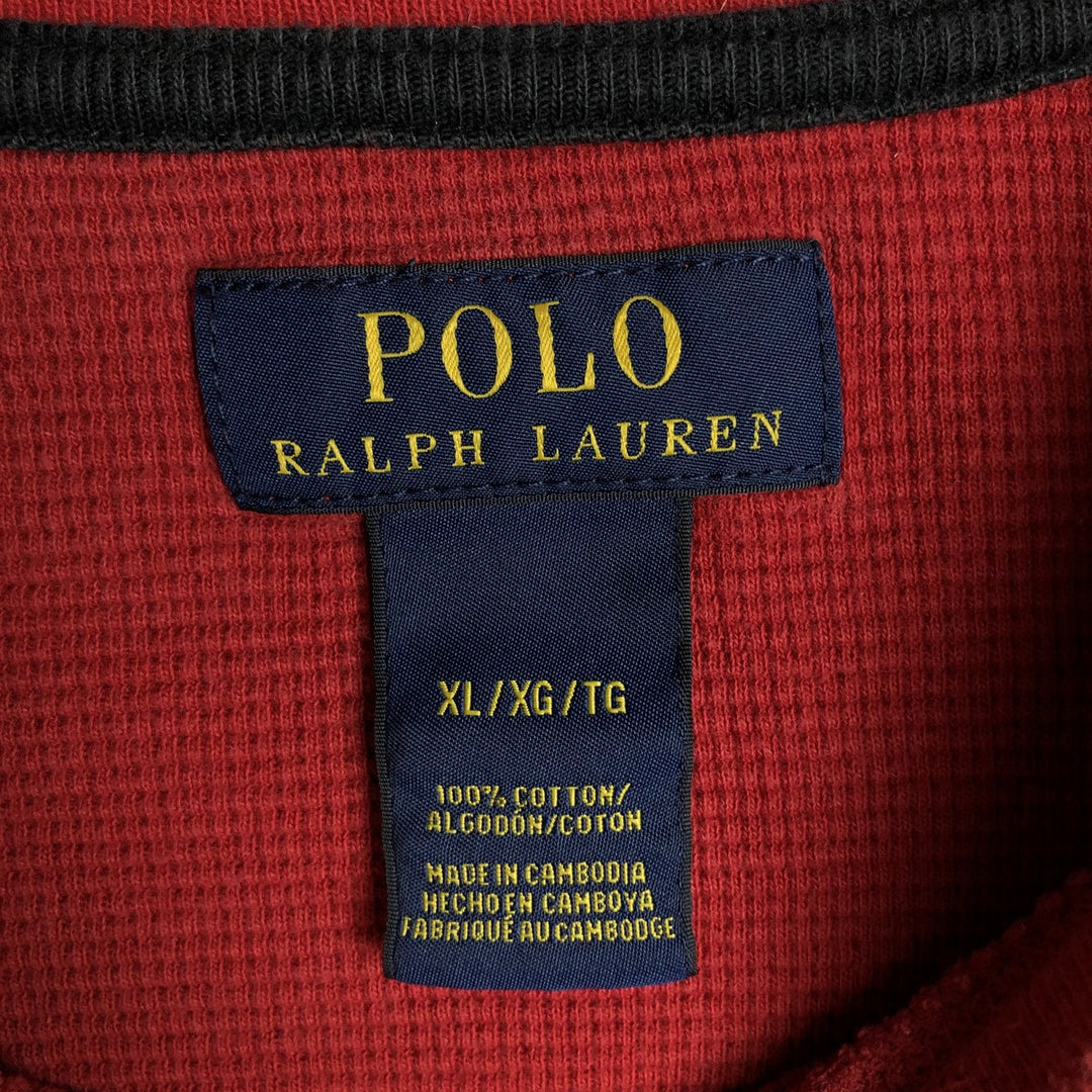 Ralph Lauren POLO RALPH LAUREN Thermal Long T-shirt Waffle Men's XL cotton red type Vintage Second Hand
