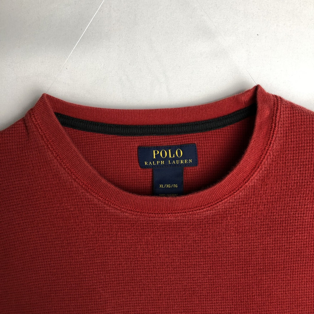 Ralph Lauren POLO RALPH LAUREN Thermal Long T-shirt Waffle Men's XL cotton red type Vintage Second Hand