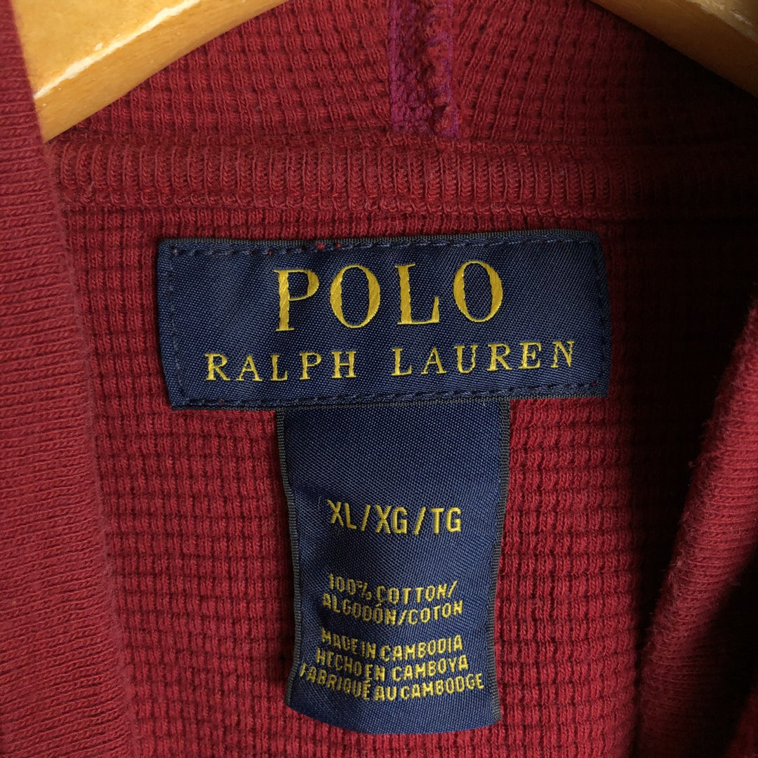 Ralph Lauren POLO RALPH LAUREN Hooded Thermal T-Shirt, Waffle, Men's XL cotton red type Vintage Second Hand