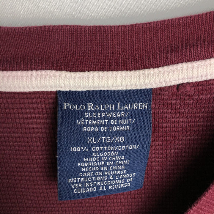 Ralph Lauren POLO RALPH LAUREN SLEEPWEAR Thermal Long T-shirt Waffle Men's XL cotton wine-red Vintage Second Hand