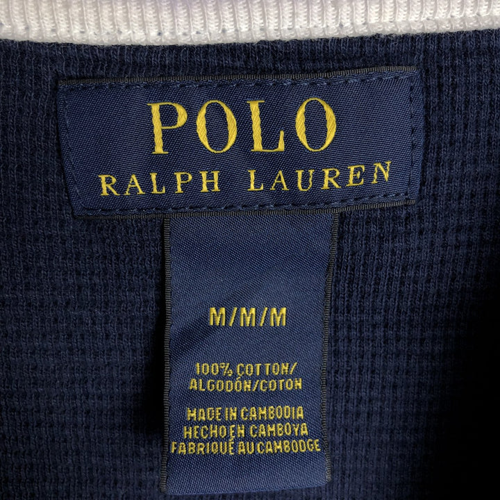 Ralph Lauren POLO RALPH LAUREN Thermal Long T-shirt Waffle Men's M size cotton navy blue type Vintage Second Hand