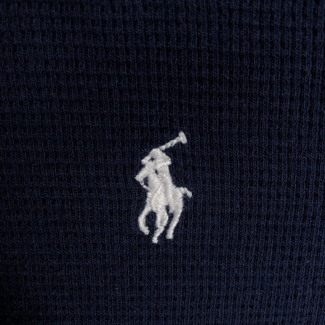 Ralph Lauren POLO RALPH LAUREN Thermal Long T-shirt Waffle Men's M size cotton navy blue type Vintage Second Hand