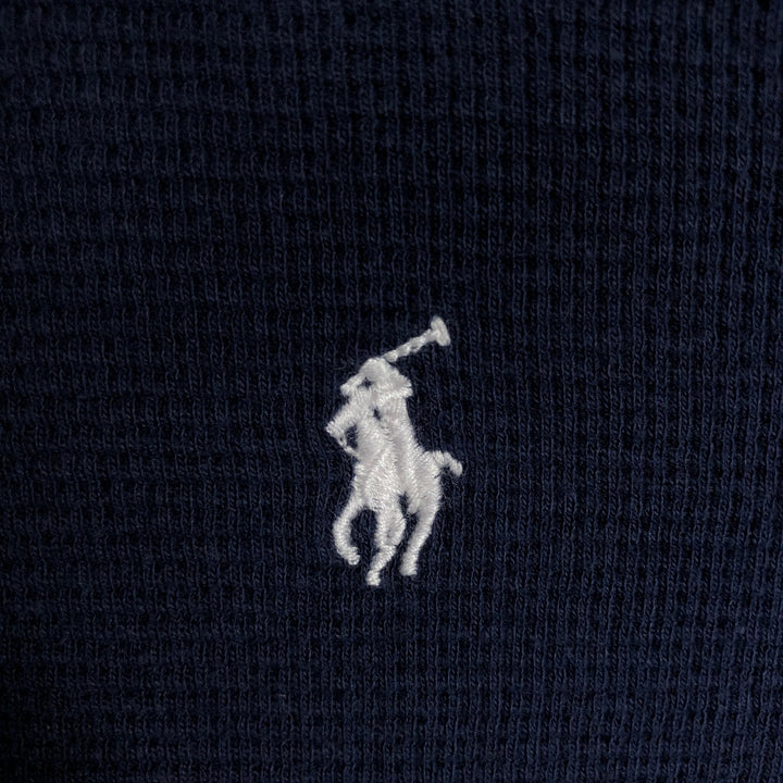 Ralph Lauren POLO RALPH LAUREN Thermal Long T-shirt Waffle Men's M size cotton navy blue type Vintage Second Hand