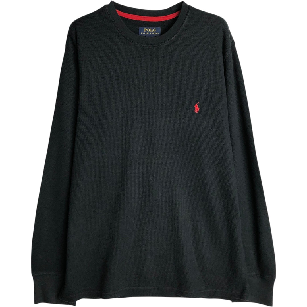 Ralph Lauren POLO RALPH LAUREN SLEEPWEAR Thermal Long T-shirt Waffle Men's L size cotton black type Vintage Second Hand