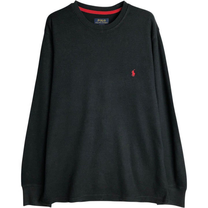 Ralph Lauren POLO RALPH LAUREN SLEEPWEAR Thermal Long T-shirt Waffle Men's L size cotton black type Vintage Second Hand