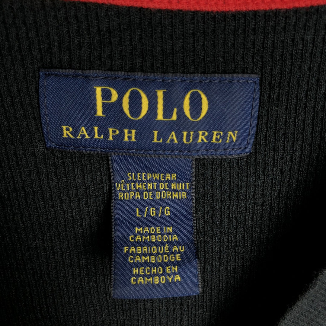 Ralph Lauren POLO RALPH LAUREN SLEEPWEAR Thermal Long T-shirt Waffle Men's L size cotton black type Vintage Second Hand