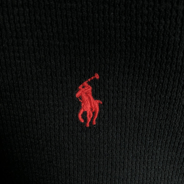 Ralph Lauren POLO RALPH LAUREN SLEEPWEAR Thermal Long T-shirt Waffle Men's L size cotton black type Vintage Second Hand