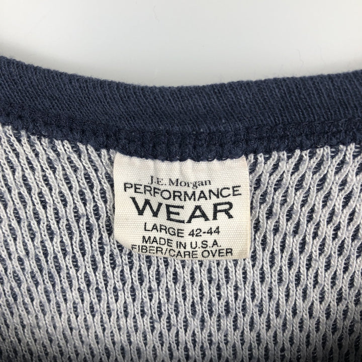 JEMORGAN Thermal Long-Sleeve T-Shirt, Honeycomb Pattern, Made in USA, Men's Size L (equivalent) cotton navy blue type Vintage Second Hand