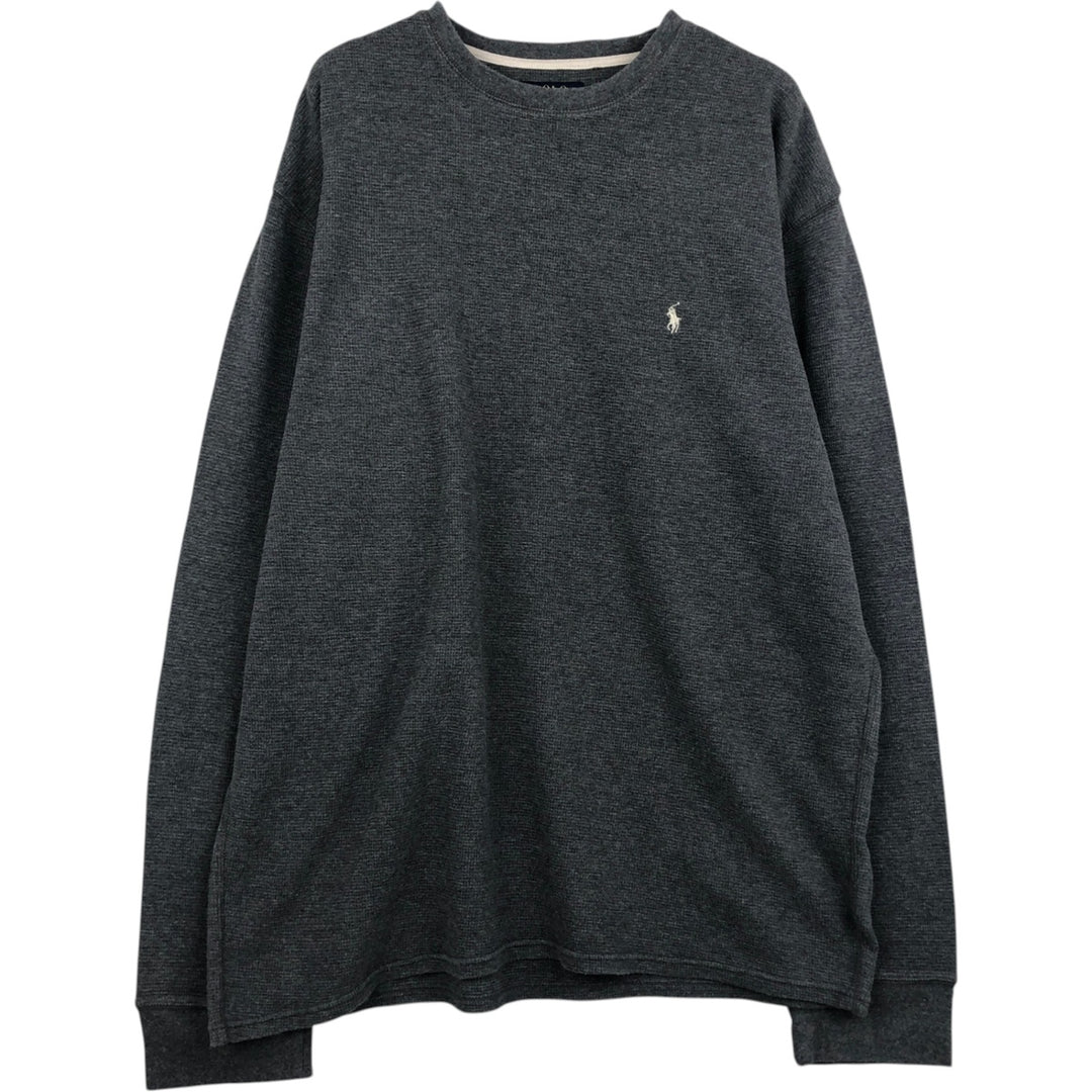 Ralph Lauren POLO RALPH LAUREN Thermal Long T-shirt Waffle Men's XXL cotton Charcoal Vintage Second Hand