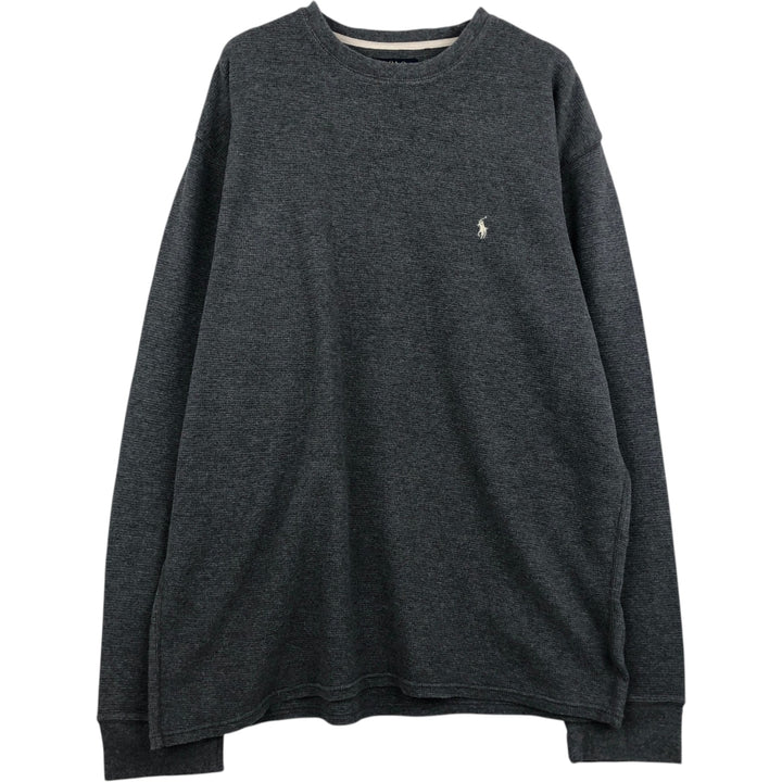Ralph Lauren POLO RALPH LAUREN Thermal Long T-shirt Waffle Men's XXL cotton Charcoal Vintage Second Hand